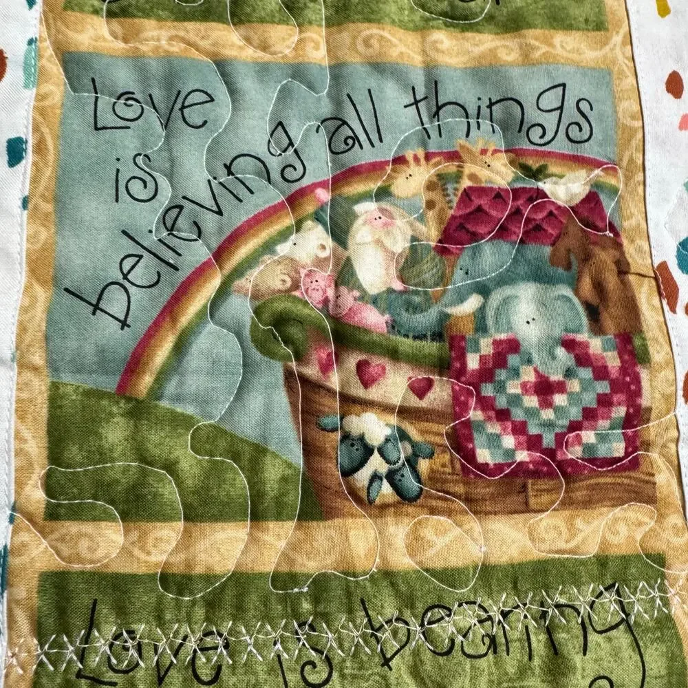 Handmade Reversible Quilted Table Runner Home Sweet Home Love is Kind Christmas